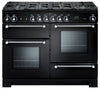 Rangemaster Kitchener KCH110DFFBL/C 110cm Dual Fuel Range Cooker - Black/Chrome Trim