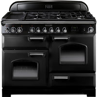 Rangemaster Classic Deluxe CDL110DFFBL/C 110cm Dual Fuel Range Cooker - Black/Chrome Trim