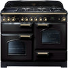 Rangemaster Classic Deluxe CDL110DFFBL/B 110cm Dual Fuel Range Cooker - Black/Brass Trim