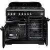 Rangemaster Classic Deluxe CDL90DFFBL/C 90cm Dual Fuel Range Cooker - Black/Chrome Trim