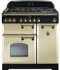 Rangemaster Classic Deluxe CDL90DFFCR/B 90cm Dual Fuel Range Cooker - Cream/Brass Trim