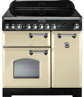 Rangemaster Classic Deluxe CDL90ECCR/C 90cm Electric Range Cooker with Ceramic Hob - Cream/Chrome Trim