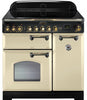 Rangemaster Classic Deluxe CDL90EICR/B 90cm Electric Range Cooker with Induction Hob - Cream/Brass Trim