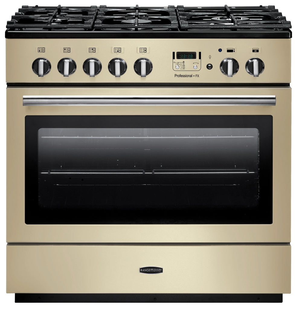 Rangemaster Professional Plus FX PROP90FXDFFCR/C 90cm Dual Fuel Range Cooker - Cream/Chrome Trim