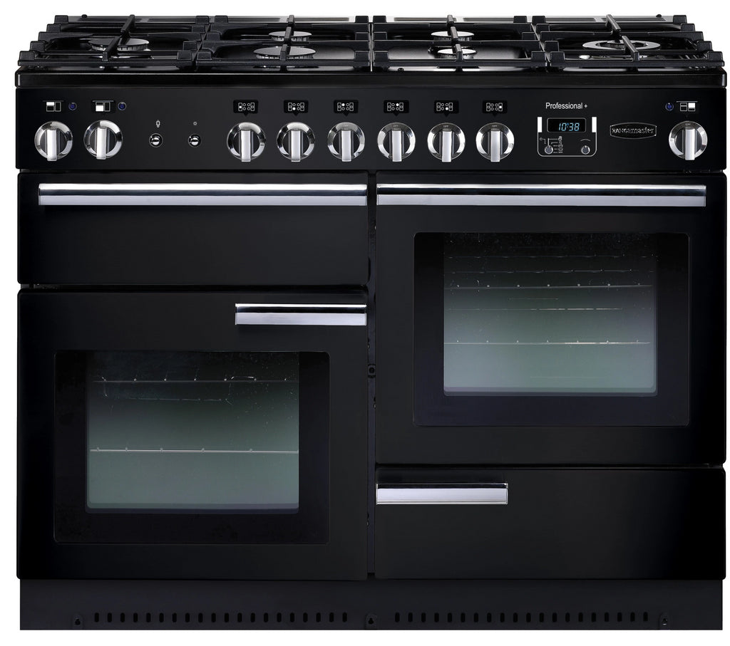 Rangemaster Professional Plus PROP110DFFGB/C 110cm Dual Fuel Range Cooker - Black/Chrome Trim