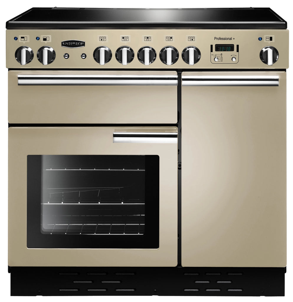 Rangemaster Professional Plus PROP90EICR/C 90cm Electric Range Cooker with Induction Hob - Cream/Chrome Trim