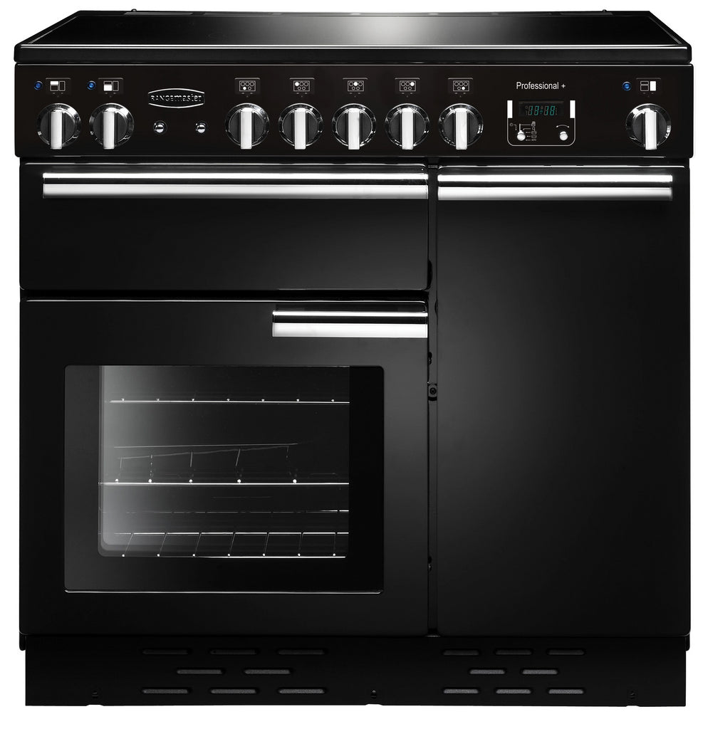 Rangemaster Professional Plus PROP90EIGB/C 90cm Electric Range Cooker with Induction Hob - Black/Chrome Trim