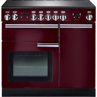 Rangemaster Professional Plus PROP90ECCY/C 90cm Electric Range Cooker with Ceramic Hob - Cranberry/Chrome Trim