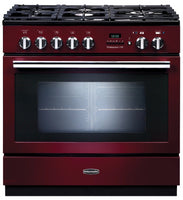 Rangemaster Professional Plus FXP PROP90FXPDFFCY/C 90cm Dual Fuel Range Cooker - Cranberry/Chrome Trim