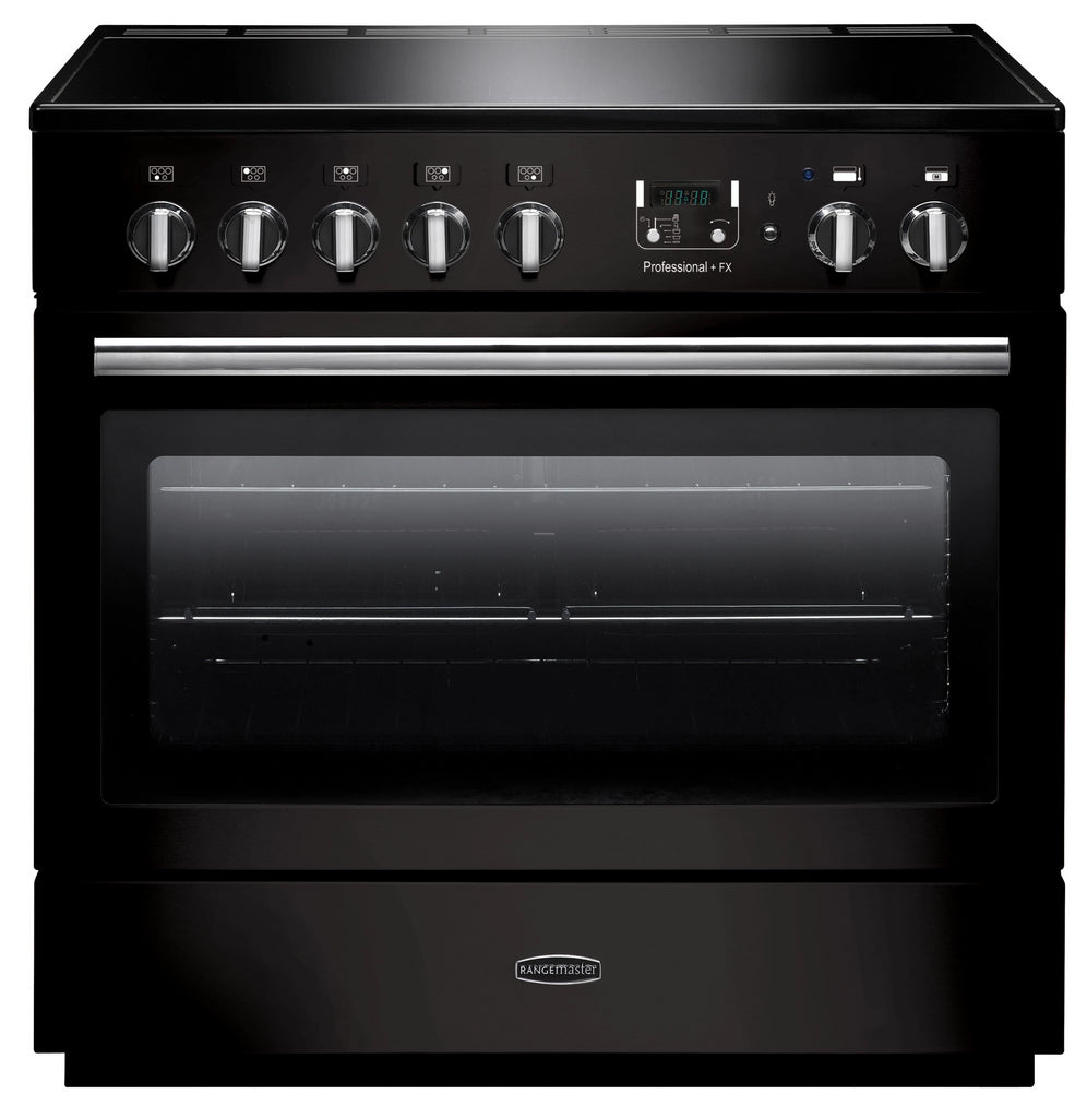 Rangemaster Professional Plus FX PROP90FXEIGB/C 90cm Electric Range Cooker with Induction Hob - Black/Chrome Trim