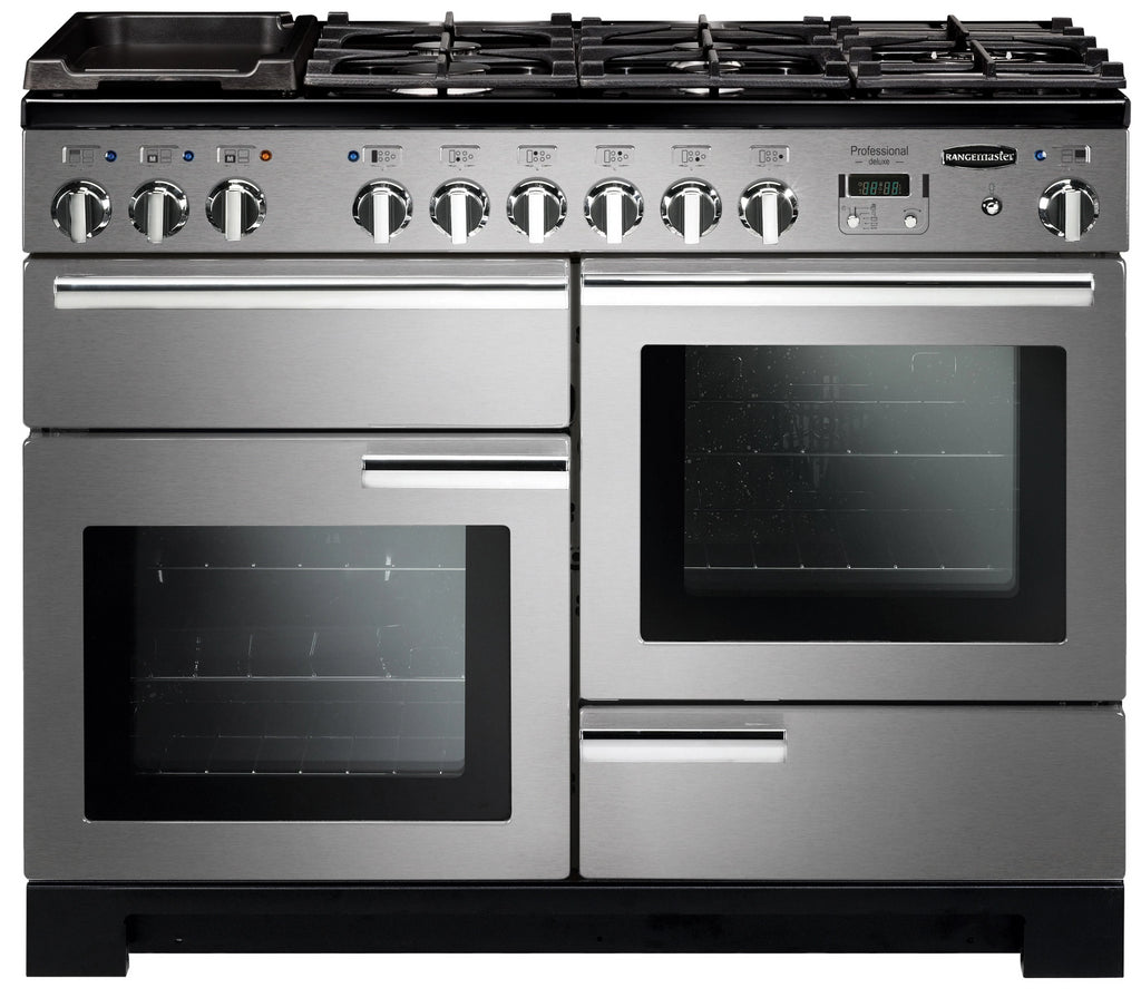 Rangemaster Professional Deluxe PDL110DFFSS/C 110cm Dual Fuel Range Cooker - Stainless Steel/Chrome Trim