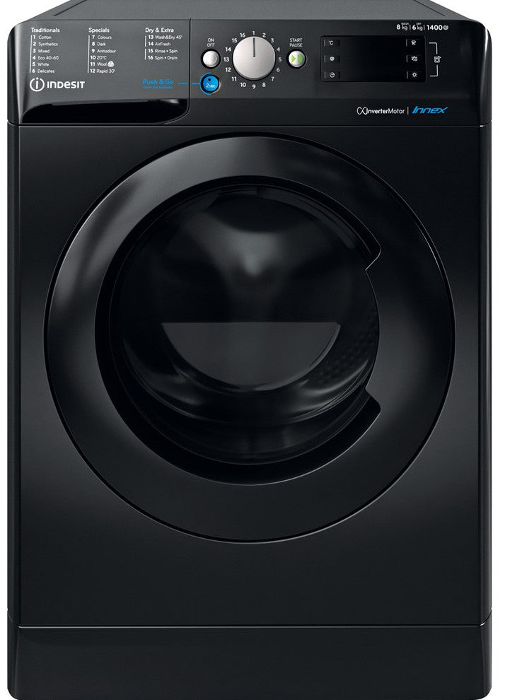 Indesit BDE86436XBUKN 8Kg / 6Kg Washer Dryer with 1400 rpm - Black - D Rated