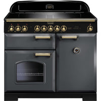 Rangemaster Classic Deluxe CDL100EISL/B 100cm Electric Range Cooker with Induction Hob - Slate/Brass Trim