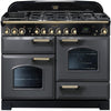 Rangemaster Classic Deluxe CDL110DFFSL/B 110cm Dual Fuel Range Cooker - Slate/Brass Trim