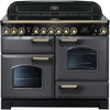 Rangemaster Classic Deluxe CDL110ECSL/B 110cm Electric Range Cooker with Ceramic Hob - Slate/Brass Trim