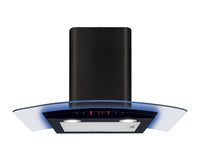 CDA EKP70BL 70cm Chimney Hood with Edge Lighting - Black