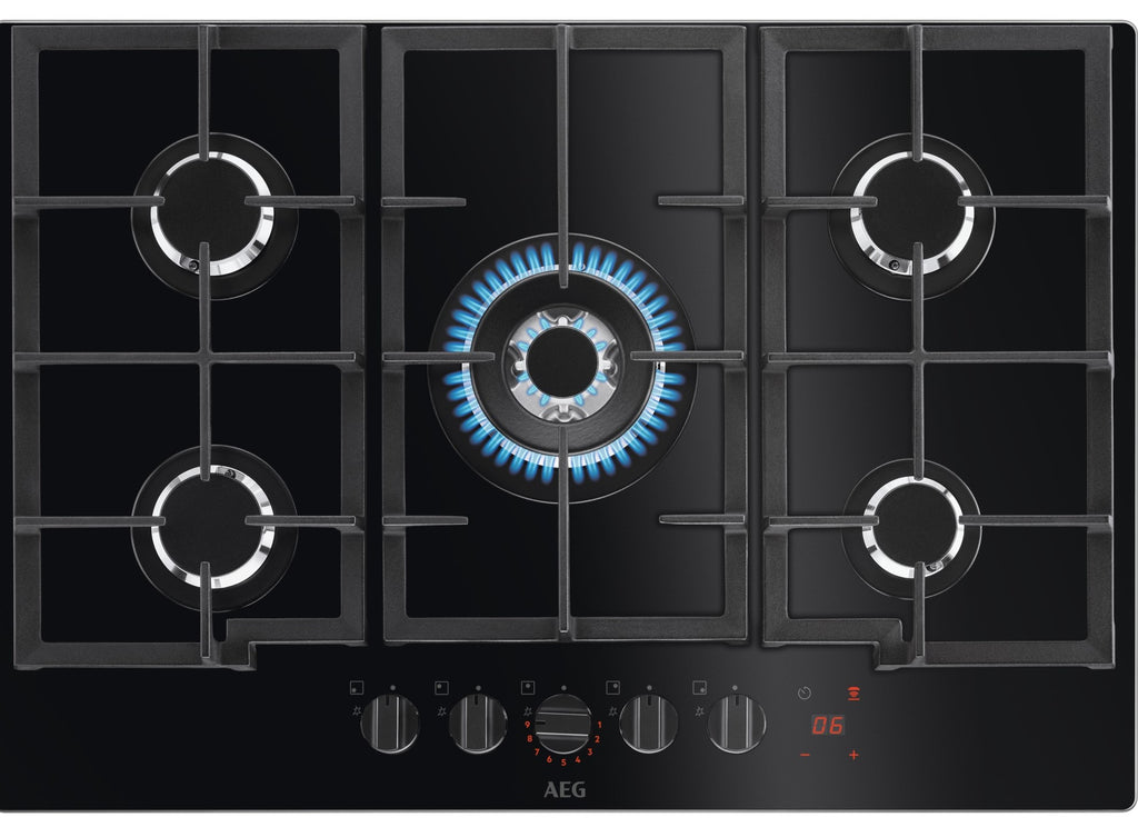 AEG HKB75450NB 74cm Gas Hob - Black Glass