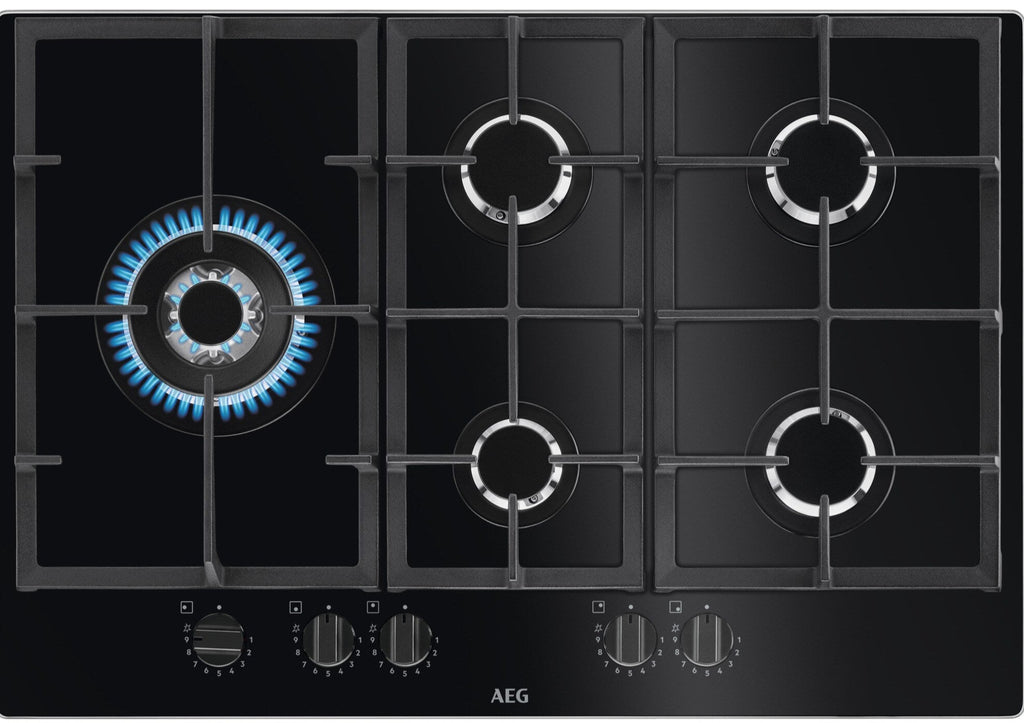 AEG HKB75820NB 74cm Gas Hob - Black Glass