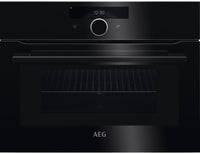 AEG KMK968000B Wifi Connected Built In Compact Electric Single Oven with Microwave Function - Black