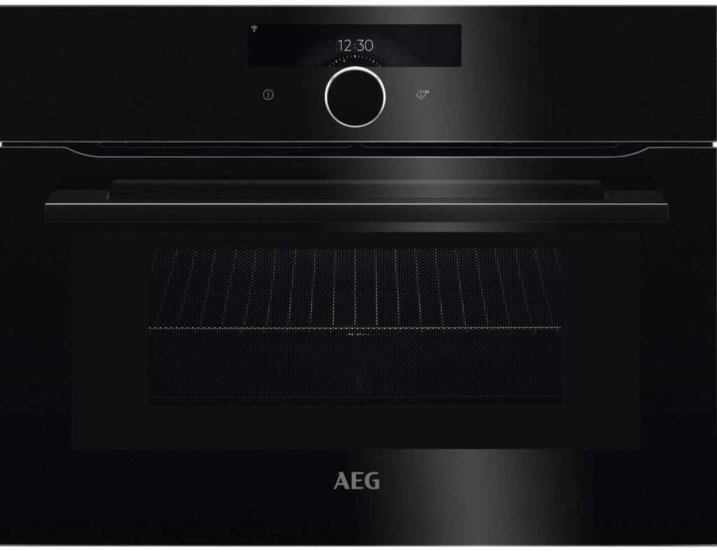 AEG KMK968000B Wifi Connected Built In Compact Electric Single Oven with Microwave Function - Black