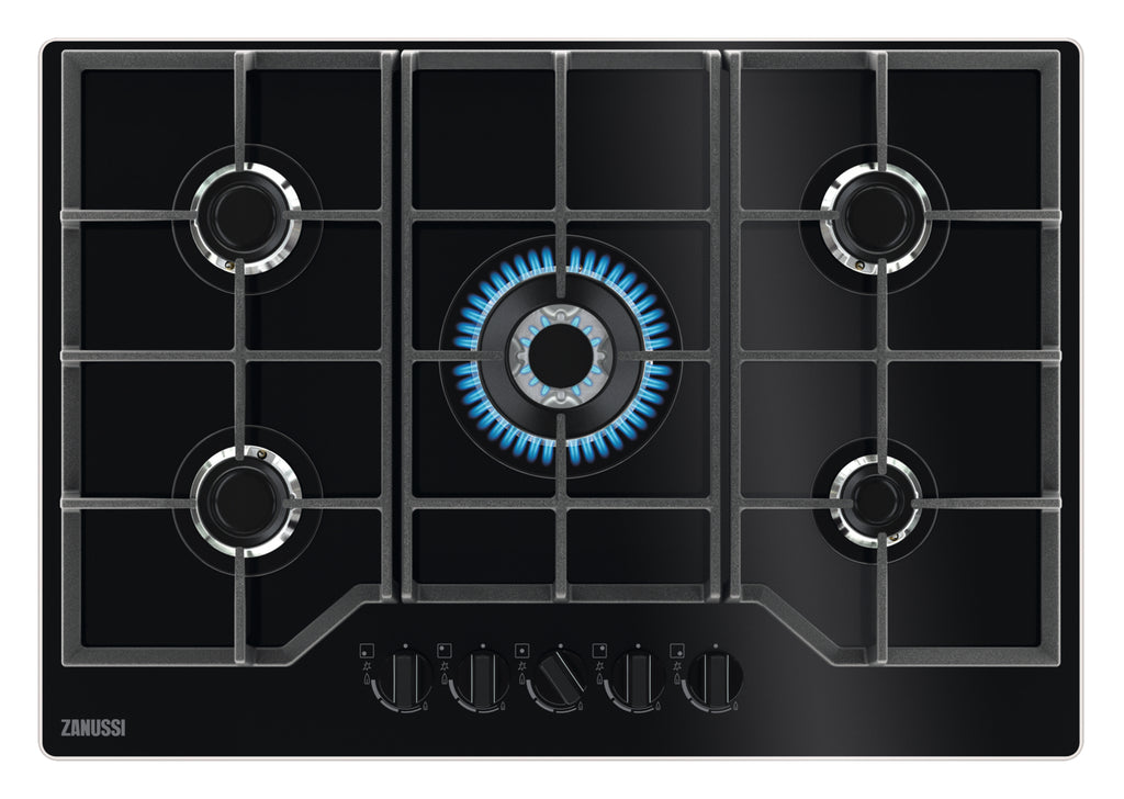 Zanussi ZGGN755K 74cm Gas Hob - Black Glass