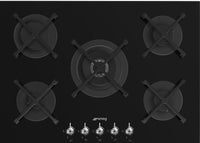 Smeg Classic PV375N 75cm Gas Hob - Black On Glass