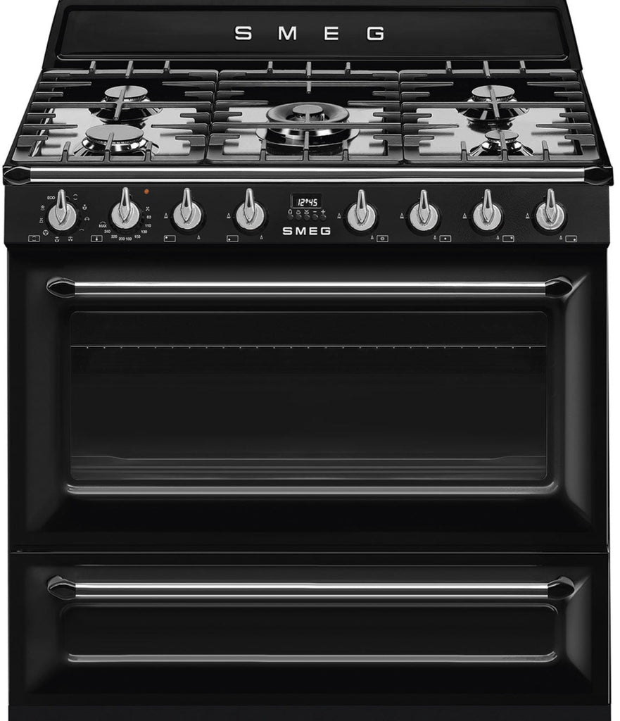 Smeg Victoria TR90BL2 90cm Dual Fuel Range Cooker - Black