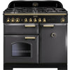 Rangemaster Classic Deluxe CDL100DFFSL/B 100cm Dual Fuel Range Cooker - Slate/Brass Trim