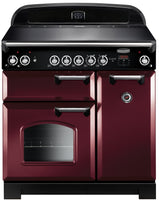 Rangemaster Classic CLA90ECCY/C 90cm Electric Range Cooker with Ceramic Hob - Cranberry/Chrome Trim