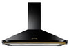 Rangemaster Classic CLAHDC110BB 110cm Chimney Hood - Black with Brass Trim