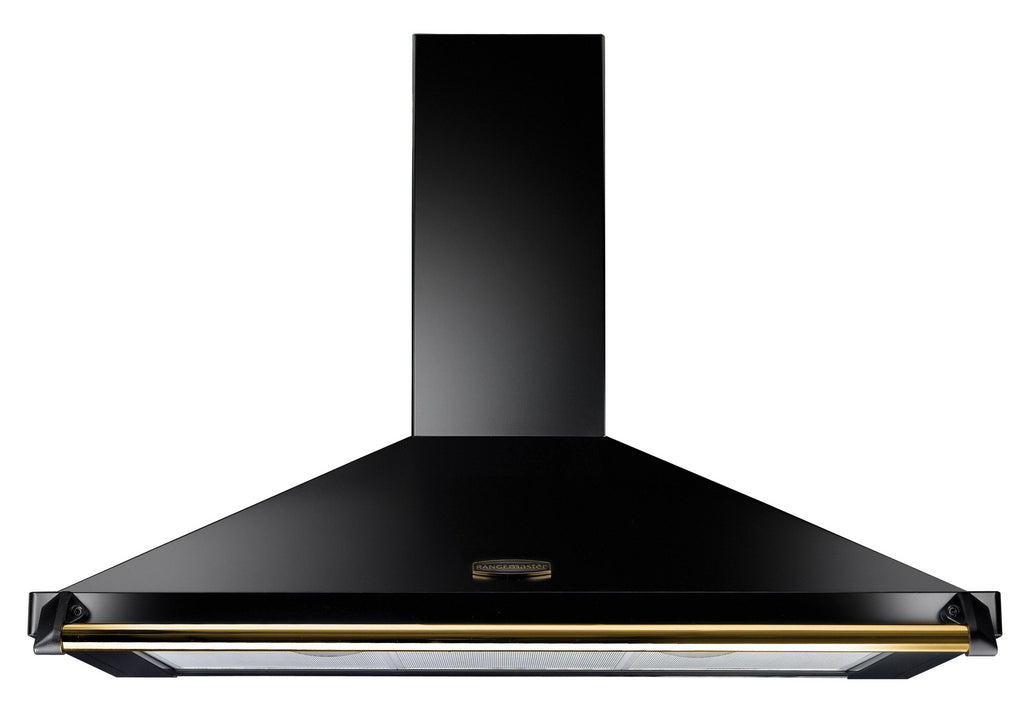 Rangemaster Classic CLAHDC110BB 110cm Chimney Hood - Black with Brass Trim