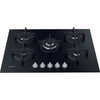 Indesit ING72TBK 73cm Gas Hob - Black Glass