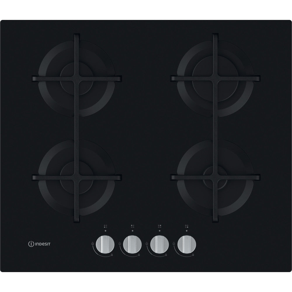 Indesit ING61TBK 60cm Gas Hob - Black Glass