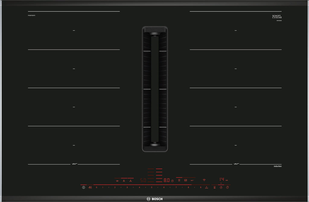 Bosch Serie 8 PXX875D67E Wifi Connected 82cm Venting Induction Hob - Surface Mount with Frame