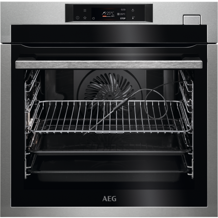 AEG 8000 BSE782380M Built In Electric Single Oven with Steam Function- Stainless Steel