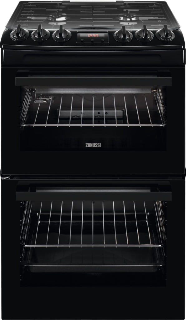 Zanussi ZCG43250BA 55cm Gas Cooker with Full Width Electric Grill - Black